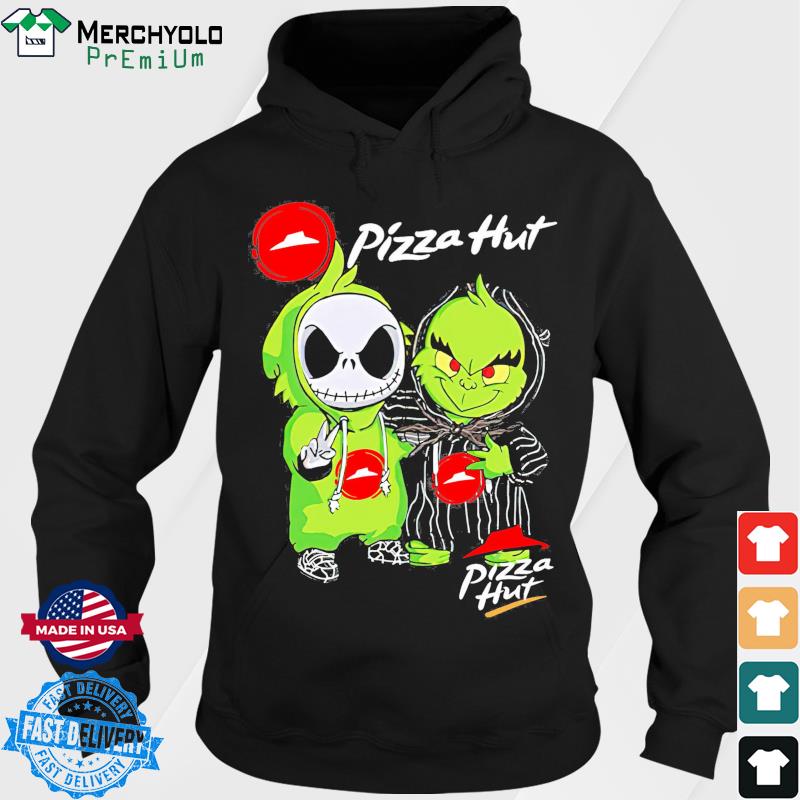 Official Baby Grinch And Jack Skellington Pizza Hut Shirt Hoodie