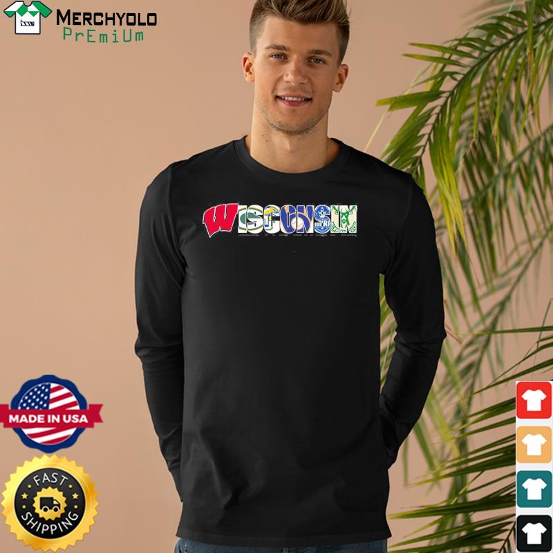 Green Bay Packers Wisconsin Badgers Milwaukee Brewers Milwaukee Bucks heart  shirt, hoodie, sweater and v-neck t-shirt