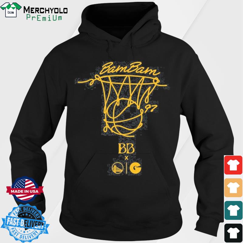 Men's Fanatics Branded Black Golden State Warriors x Bambam Above Rim Fitted Pullover Hoodie Size: 4XL