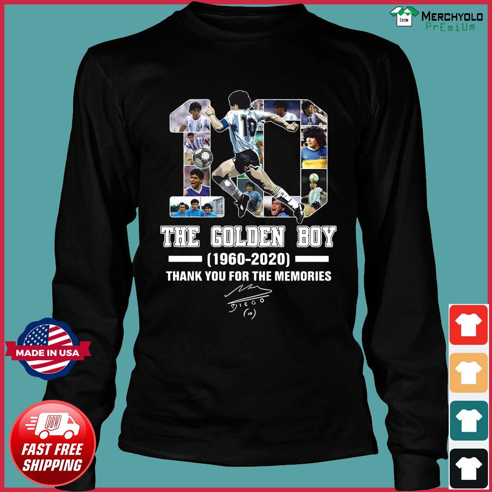 10 The Golden Boy 1960 Diego Maradona Thank You For The Memories Signature Shirt Hoodie Sweater Long Sleeve And Tank Top